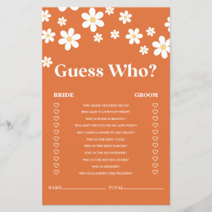Flyer Juego de baby shower Retro Daisy para novias