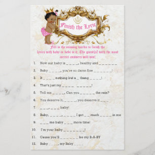 Flyer Juego de Baby Shower rosado para princesas african