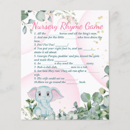 Flyer Juego de Baby Shower Safari Animal Elephant Eucaly