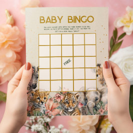 Flyer Juego de Baby Shower Wild de Baby Bingo y Name Rac