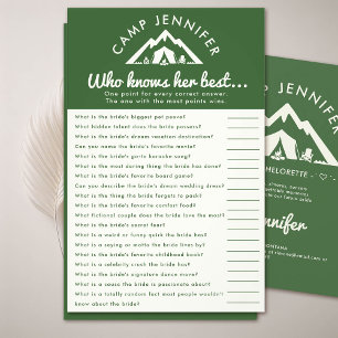 Flyer Juego de Bachelorette Camp que conoce su verde