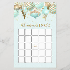 Flyer Juego de Bingo Aqua para Navidades de Ornamentos d