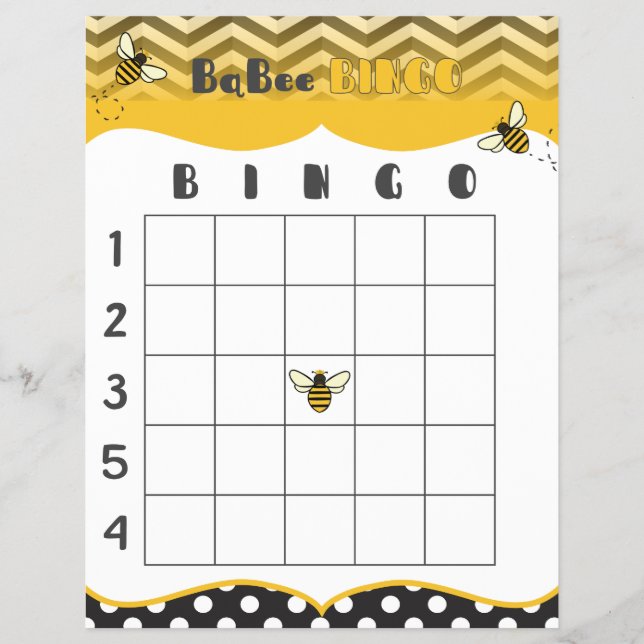 Flyer Juego de bingo Ba-Bee Baby Shower Imprimir (Frente)