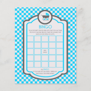 Flyer Juego de Bingo Baby Shower Cradle Azul Bebé