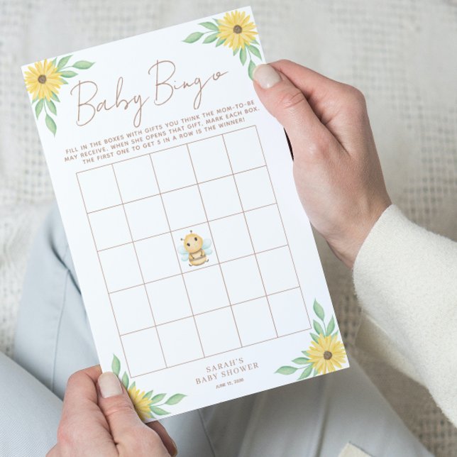Flyer Juego de bingo Baby Shower Cute Yellow Bumblebee (Subido por el creador)
