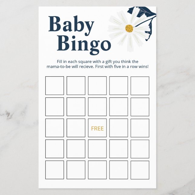 Flyer Juego de Bingo Bebé Daisy (Frente)