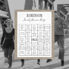 Flyer Juego de Bingo de Arpillera de Reunión Familiar