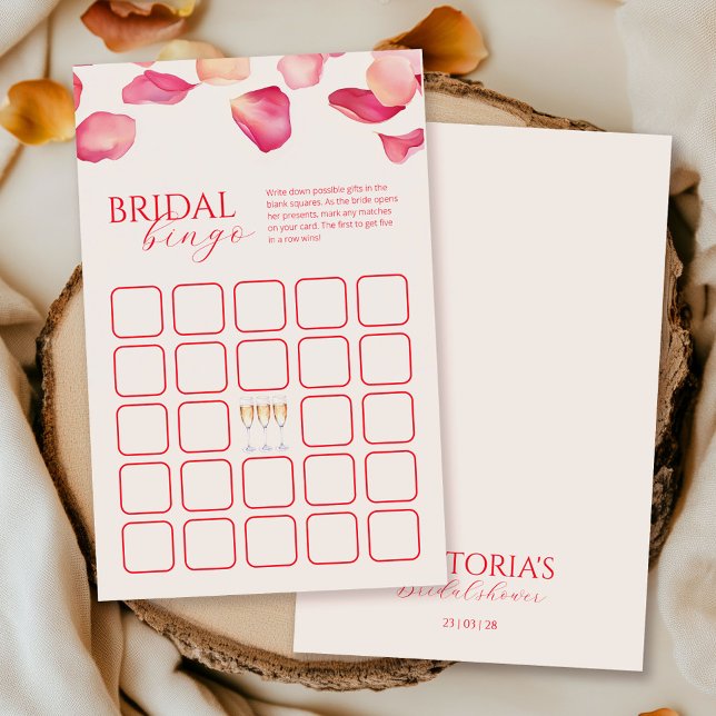 Flyer Juego de Bingo de Ducha Bridal de Petales y Prosec (Subido por el creador)