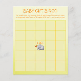 Flyer Juego de Bingo de Elefante Neutral Baby Shower Bab