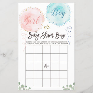 Flyer Juego de Bingo de Globos Baby Shower