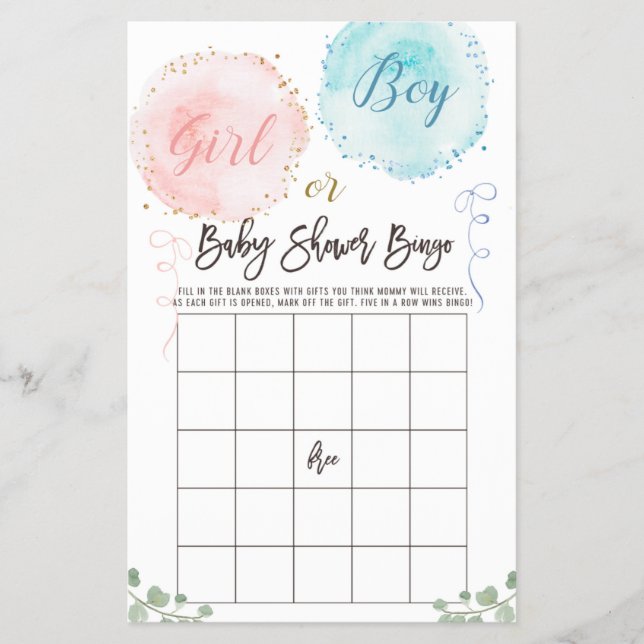 Flyer Juego de Bingo de Globos Baby Shower (Frente)