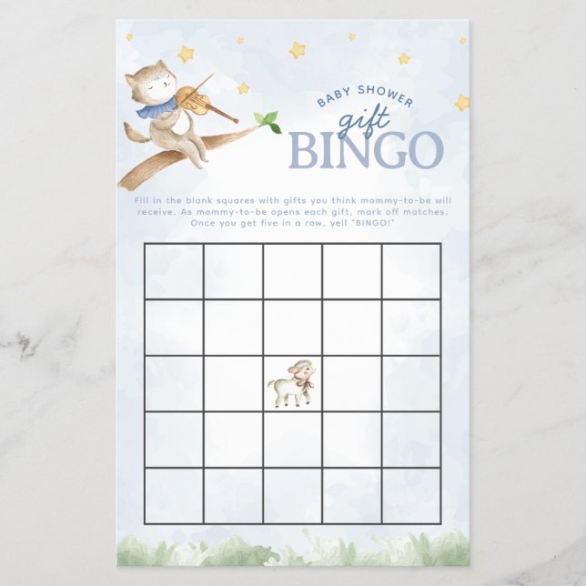 Flyer Juego de bingo de Nursery Rhyme Baby Shower (Frente)