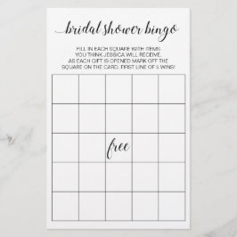 Flyer Juego de Bingo Elegante Bridal Shower