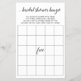 Flyer Juego de Bingo Elegante Bridal Shower