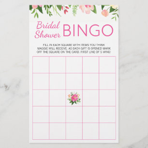 Flyer Juego de Bingo Floral Bridal Shower
