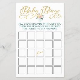 Flyer Juego de Bingo para Bebé de Flor Silvestre