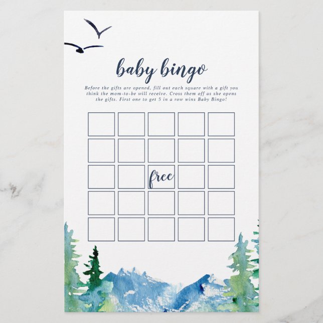 Flyer Juego de bingo para bebé de montaña rocosa (Frente)