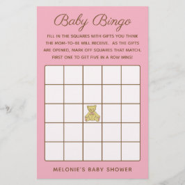 Flyer Juego de bingo para chicas Baby Shower