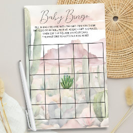 Flyer Juego de bingo para el Desierto Pastel Boho Cactus