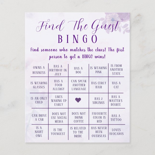 Flyer Juego de Bingo para Invitados Personalizado Boho F (Frente)