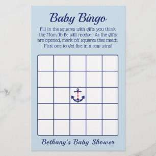 Flyer Juego de Bingo Patriótico Anchor Boy Baby Shower