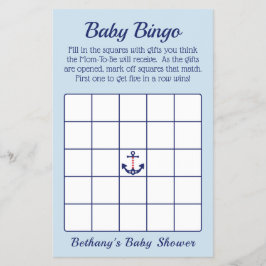 Flyer Juego de Bingo Patriótico Anchor Boy Baby Shower