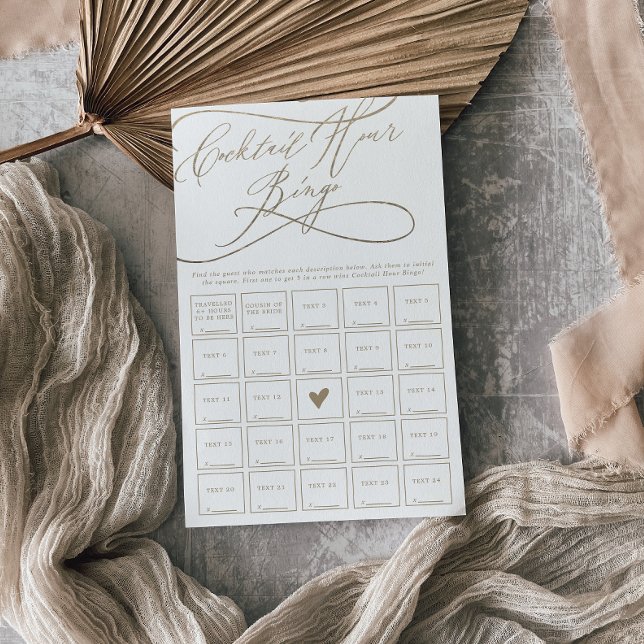 Flyer Juego de bingo Romantic Gold Calligraphy Cocktail  (Subido por el creador)