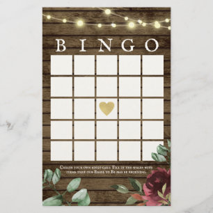 Flyer Juego de Bingo Rustic Wood and Lights