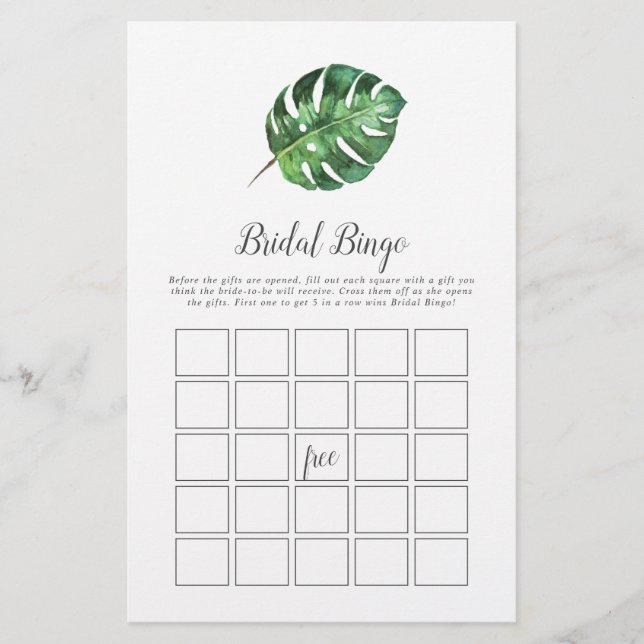 Flyer Juego de Bingo Tropical Palm Bridal (Frente)