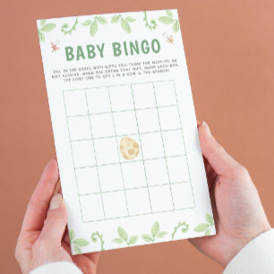 Flyer Juego de Bingo Verde de Dinosaur Baby Shower