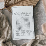 Flyer Juego de búsqueda de palabras Boda minimalista<br><div class="desc">Este minimalista juego de búsqueda de palabras boda es perfecto para una simple ducha de bodas. El moderno diseño romántico presenta una tipografía clásica en blanco y negro, acompañada de una caligrafía rústica y elegante con un estilo de letra a mano vintage. Personalizable de cualquier color. Mantenga el diseño simple...</div>