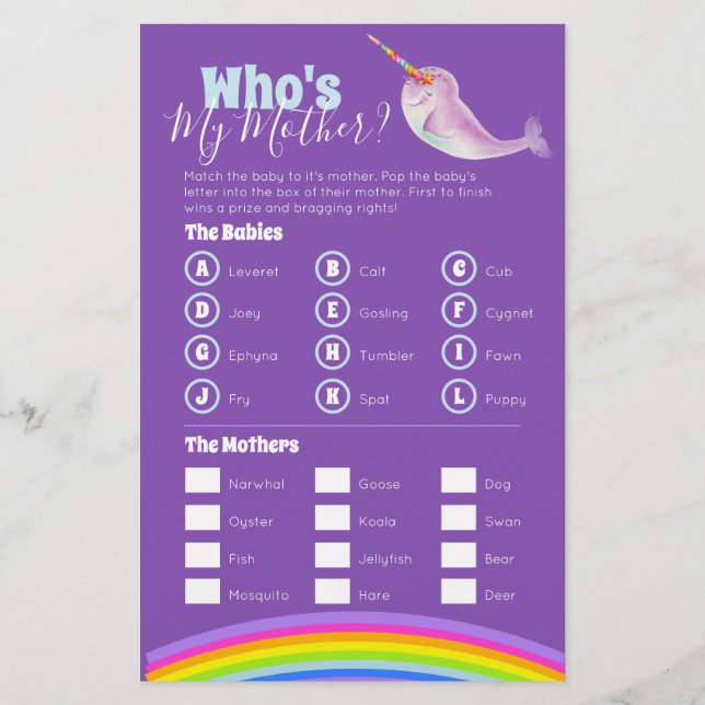 Flyer Juego de búsqueda de palabras para el narwhal de l (Atrás)