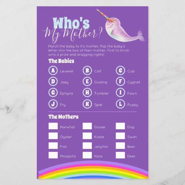 Flyer Juego de búsqueda de palabras para el narwhal de l (Atrás)