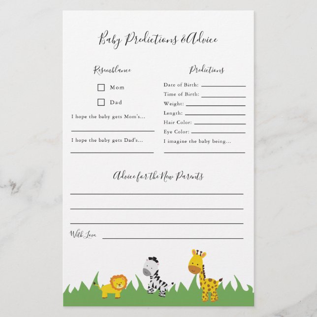 Flyer Juego de consejos y predicciones de Baby Shower pa (Frente)