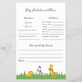 Flyer Juego de consejos y predicciones de Baby Shower pa