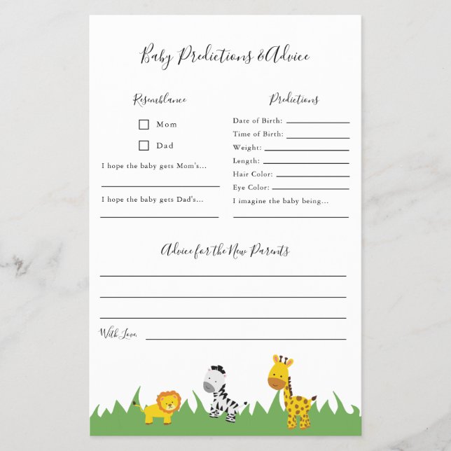 Flyer Juego de consejos y predicciones de Baby Shower pa (Frente)