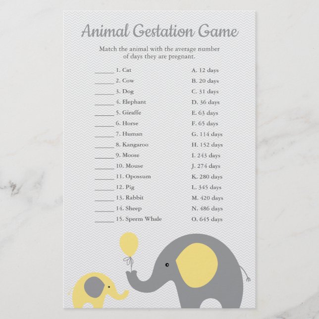Flyer Juego de ducha con juego de Gestación de animales  (Frente)
