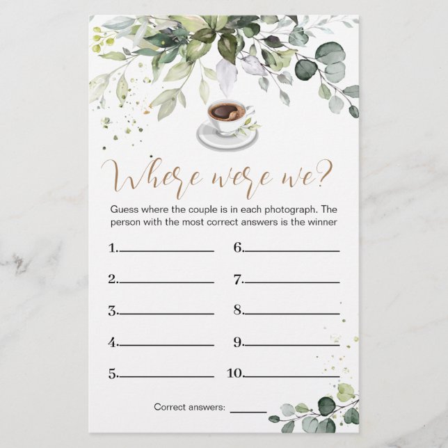 Flyer Juego de ducha de novia donde estábamos los cartel (Frente)