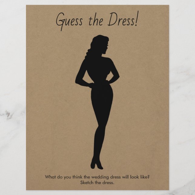 Flyer Juego de ducha de novia Esboza el vestido Boda (Frente)