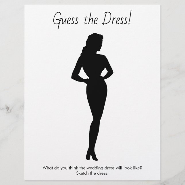 Flyer Juego de ducha de novia Esboza el vestido Boda (Frente)