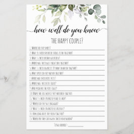 Flyer Juego de ducha de novia ¿Qué tan bien conoces a la