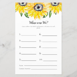 Flyer Juego de ducha de novia Sunflower donde estábamos