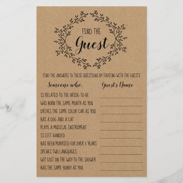 Flyer Juego De Ducha De Novias Encuentra La Tarjeta De I (Frente)