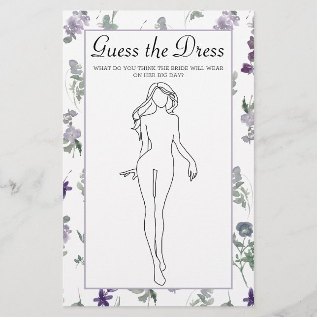 Flyer Juego de ducha de novias Lavender Floral adivina e (Frente)