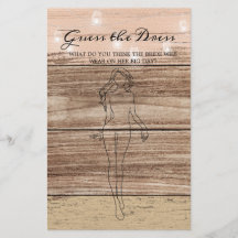 Juego de ducha de novias Madera rústica adivina mo