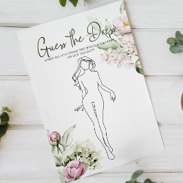 Flyer Juego de ducha de novias Peonies Adivina el vestid