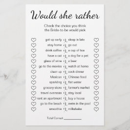 Flyer Juego De Ducha De Novias Prefiere Tarjeta