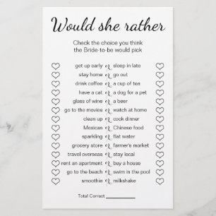 Flyer Juego De Ducha De Novias Prefiere Tarjeta