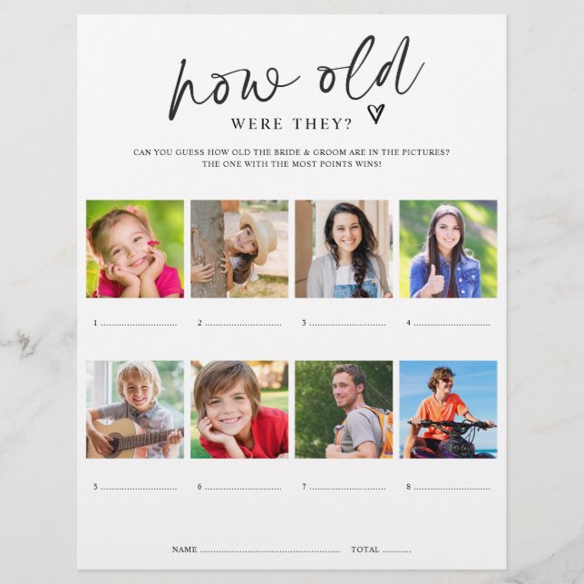 Flyer Juego de ducha de novias ¿Qué edad tenían con foto (Frente)