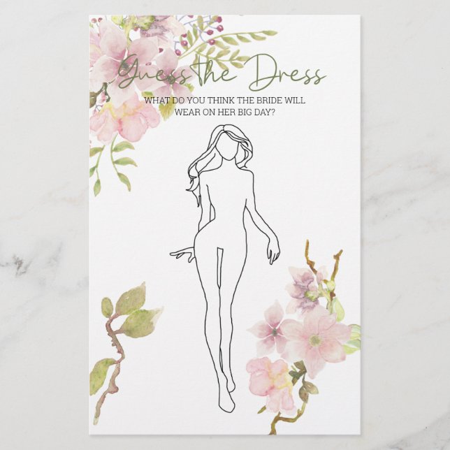 Flyer Juego de ducha de novias Rubor rosado Adivina tarj (Frente)
